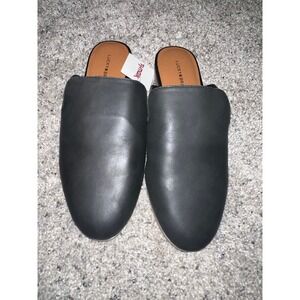 Lucky Brand Black Leather Mules Pointed Toe Slip On Flats Womens 9.5 NEW